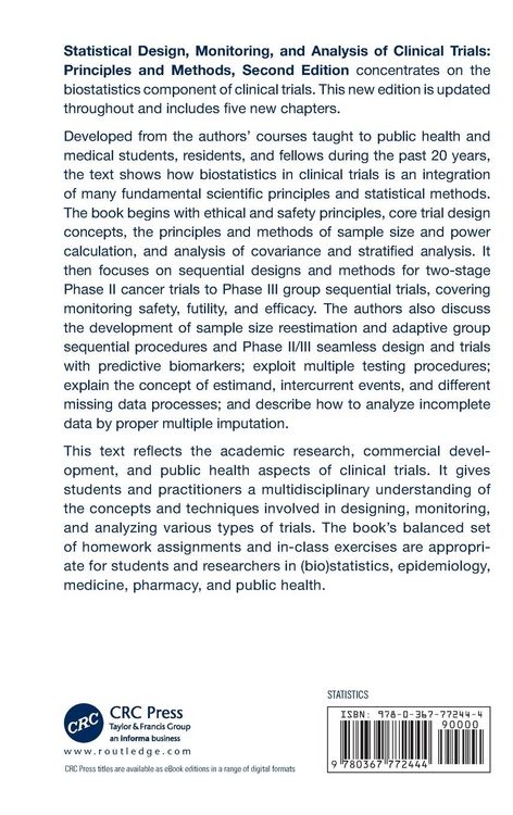 Produktbild: Statistical Design, Monitoring, and Analysis of Clinical Trials
