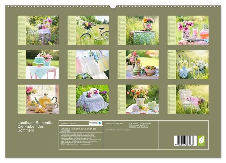 Produktbild: Landhaus-Romantik. Die Farben des Sommers (hochwertiger Premium Wandkalender 2026 DIN A2 quer), Kunstdruck in Hochglanz