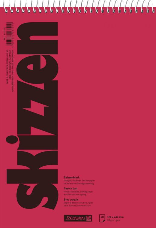 Produktbild: Brunnen Skizzenblock 17x24cm 50Bl Spirale