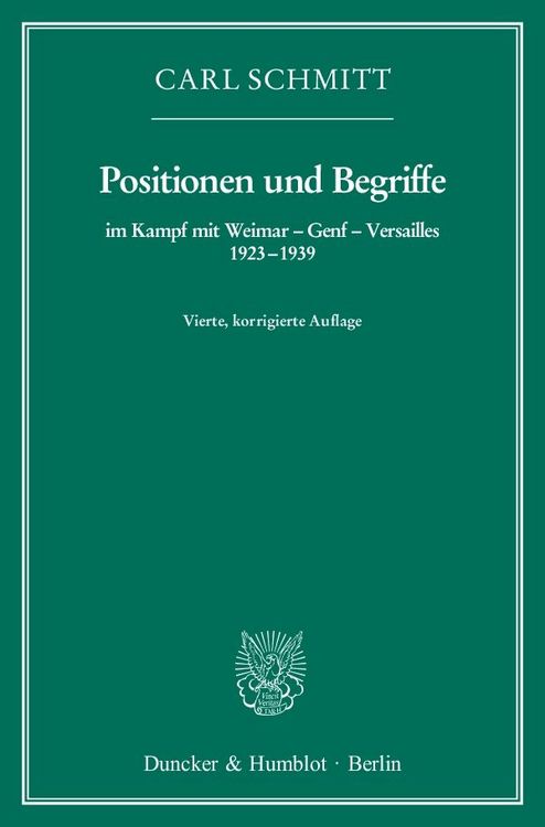 Produktbild: Positionen und Begriffe, im Kampf mit Weimar &ndash; Genf &ndash; Versailles 1923&ndash;1939.
