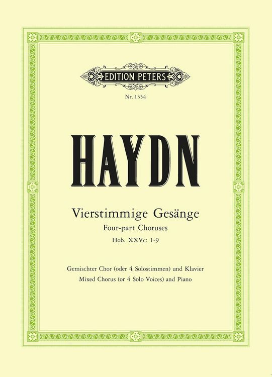 Produktbild: Haydn, J: Four-Part Songs for Mixed Choir (or Solo Voices) a