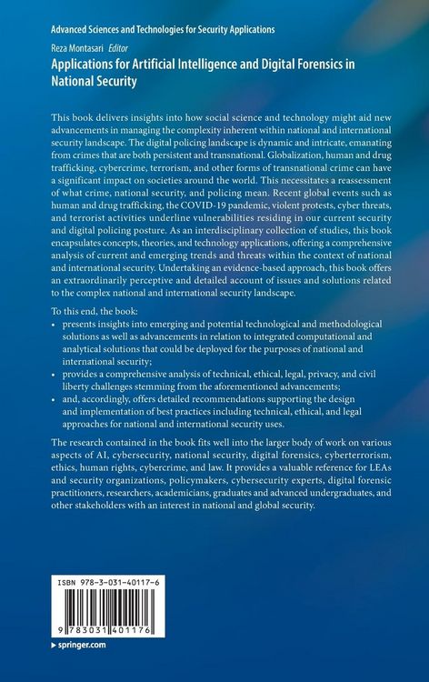 Produktbild: Applications for Artificial Intelligence and Digital Forensics in National Security