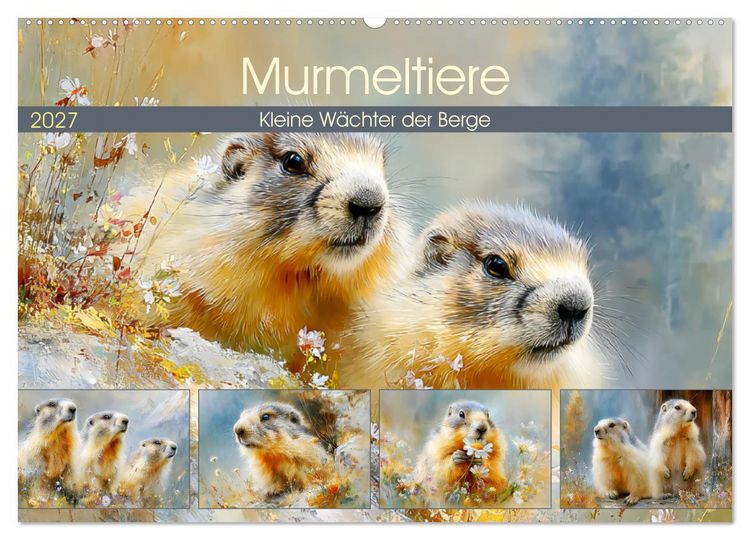 Produktbild: Murmeltiere. Kleine W&auml;chter der Berge (Wandkalender 2027 DIN A2 quer), CALVENDO Monatskalender