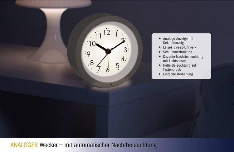 Produktbild: TFA Dostmann 60.1029.02 Quarz Wecker Wei&szlig; Alarmzeiten 1 Leisegang-Uhrwerk