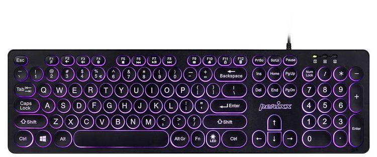 Produktbild: Perixx PERIBOARD-317 R DE B Kabelgebunden Tastatur Deutsch, QWERTZ Schwarz Beleuchtet