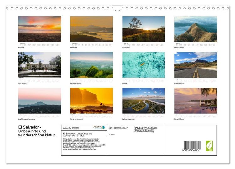 Produktbild: El Salvador - Unber&uuml;hrte und wundersch&ouml;ne Natur. (Wandkalender 2027 DIN A3 quer), CALVENDO Monatskalender