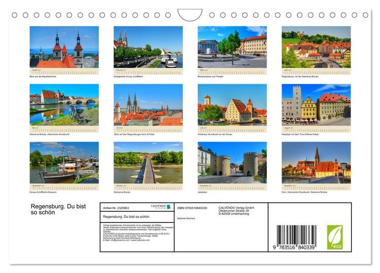 Produktbild: Regensburg. Du bist so sch&ouml;n (Wandkalender 2027 DIN A4 quer), CALVENDO Monatskalender