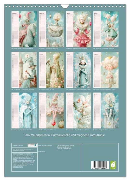 Produktbild: Tarot Wunderwelten. Surrealistische und magische Tarot-Kunst (Wandkalender 2026 DIN A3 hoch), CALVENDO Monatskalender