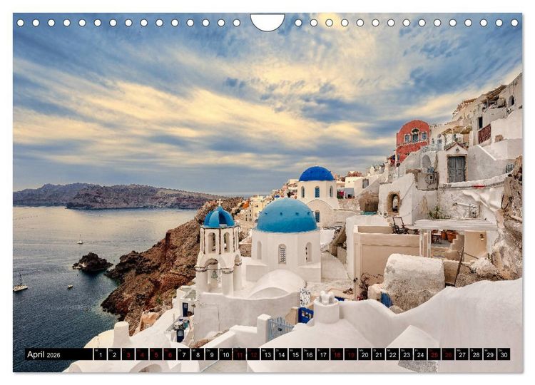 Produktbild: Santorini - Perle in der &Auml;gais (Wandkalender 2026 DIN A4 quer), CALVENDO Monatskalender