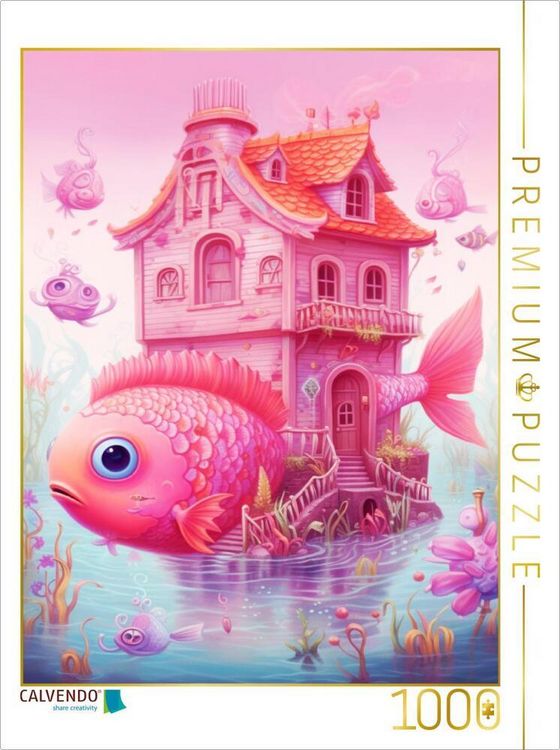 Produktbild: CALVENDO Puzzle Ein dicker Fisch steckt im zu kleinen Haus fest | 1000 Teile Lege-Gr&ouml;&szlig;e 64x48cm Foto-Puzzle f&uuml;r gl&uuml;ckliche Stunden