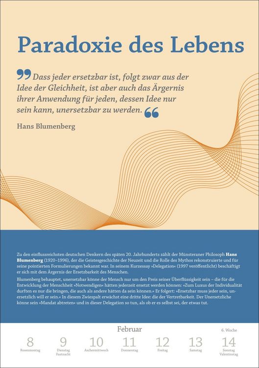 Produktbild: DIE ZEIT Philosophie Wochen-Kulturkalender 2027 - 53 Denkanst&ouml;&szlig;e f&uuml;r 2027