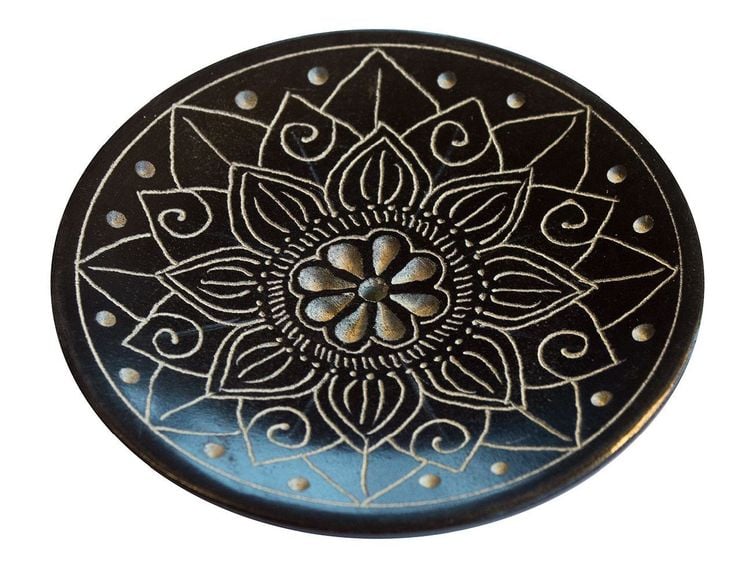Produktbild: R&auml;ucherst&auml;bchenhalter "Mandala" Black Stone graviert 8 cm