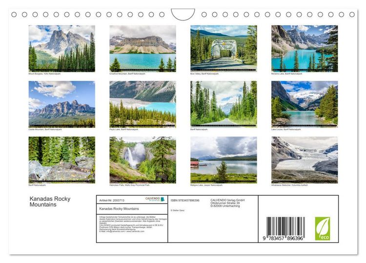 Produktbild: Kanadas Rocky Mountains (Wandkalender 2026 DIN A4 quer), CALVENDO Monatskalender