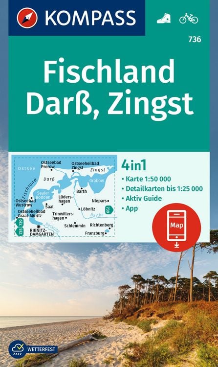 Produktbild: KOMPASS Wanderkarte 736 Fischland, Dar&szlig;, Zingst 1:50.000