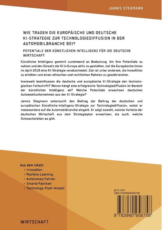Produktbild: Wie tragen die europ&auml;ische und deutsche KI-Strategie zur Technologiediffusion in