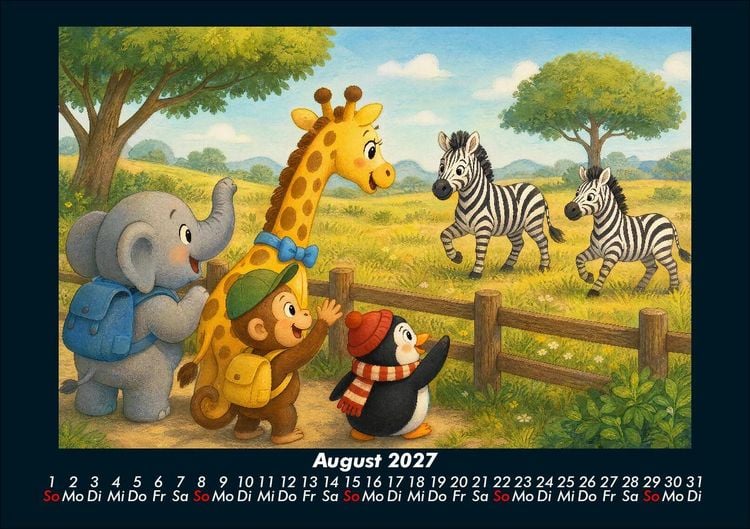 Produktbild: Ein Jahr im Zoo mit Raffi und Freunden 2027 Fotokalender DIN A5