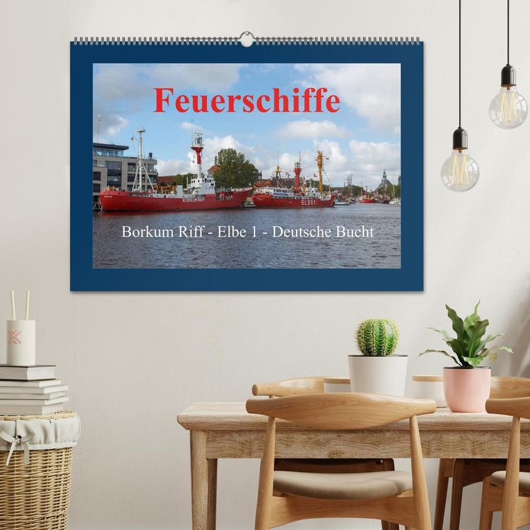Produktbild: Feuerschiffe - Borkum Riff - Elbe 1 - Deutsche Bucht (Wandkalender 2026 DIN A2 quer), CALVENDO Monatskalender