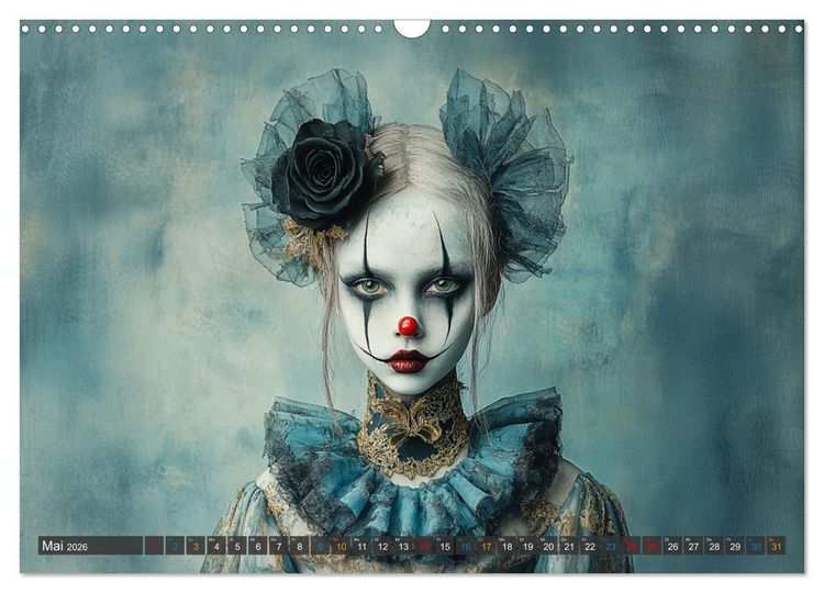 Produktbild: Clowniversum - Wo die Masken Geschichten erz&auml;hlen (Wandkalender 2026 DIN A3 quer), CALVENDO Monatskalender