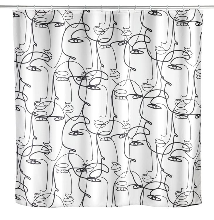 Produktbild: Anti-Schimmel Duschvorhang Mod. Faces, Textil (Polyester), 180 x 200 cm, wasserabweisend, waschbar