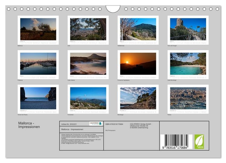 Produktbild: Mallorca - Impressionen (Wandkalender 2026 DIN A4 quer), CALVENDO Monatskalender