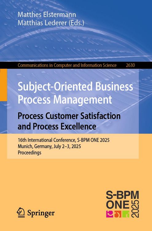 Produktbild: Subject-Oriented Business Process Management. Process Customer Satisfaction and Process Excellence