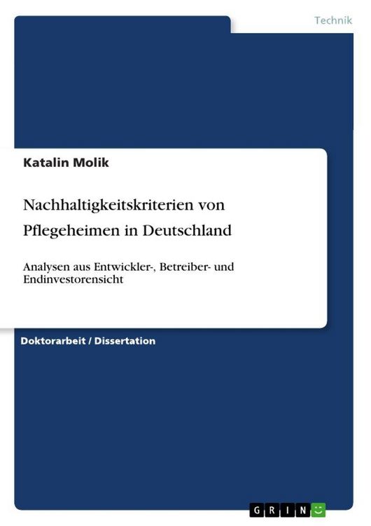 Produktbild: Nachhaltigkeitskriterien von Pflegeheimen in Deutschland