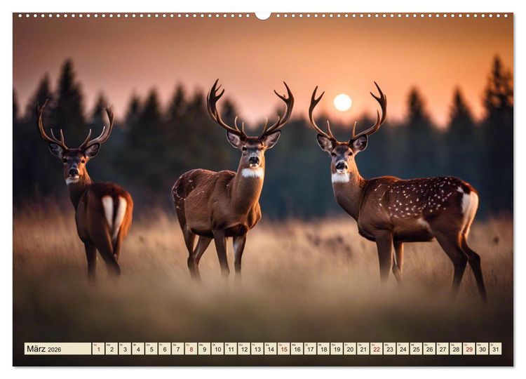 Produktbild: Heimische Tiere im Mondlicht (hochwertiger Premium Wandkalender 2026 DIN A2 quer), Kunstdruck in Hochglanz