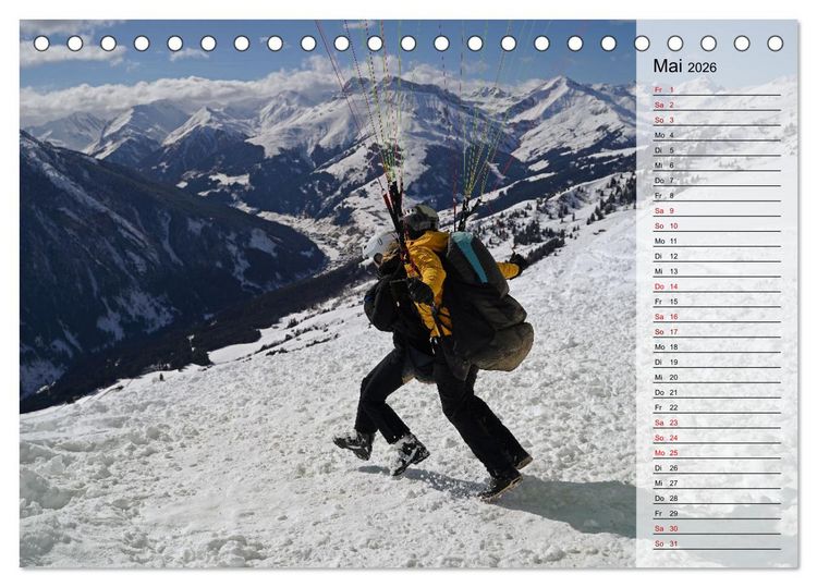 Produktbild: Gleitschirmfliegen in den Tuxer Alpen (Tischkalender 2026 DIN A5 quer), CALVENDO Monatskalender