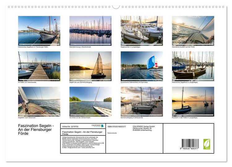 Produktbild: Faszination Segeln - An der Flensburger F&ouml;rde (hochwertiger Premium Wandkalender 2026 DIN A2 quer), Kunstdruck in Hochglanz