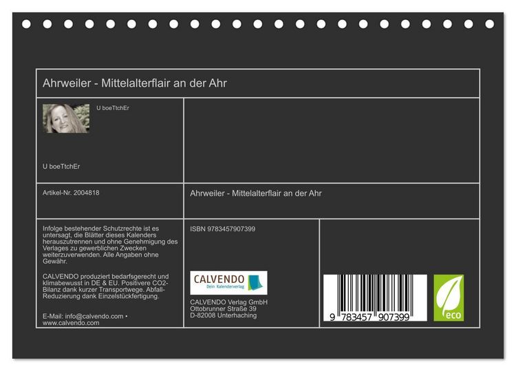 Produktbild: Ahrweiler - Mittelalterflair an der Ahr (Tischkalender 2026 DIN A5 quer), CALVENDO Monatskalender