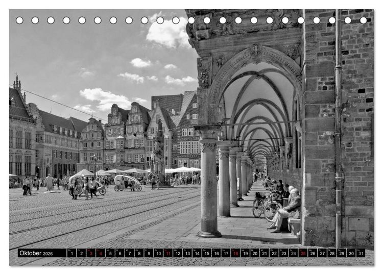 Produktbild: Historisches Bremen (Tischkalender 2026 DIN A5 quer), CALVENDO Monatskalender