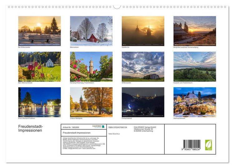Produktbild: Freudenstadt-Impressionen (hochwertiger Premium Wandkalender 2026 DIN A2 quer), Kunstdruck in Hochglanz