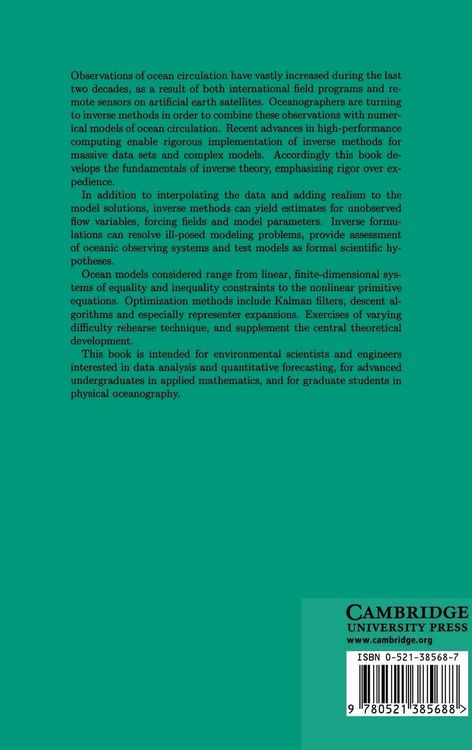 Produktbild: Inverse Methods in Physical Oceanography