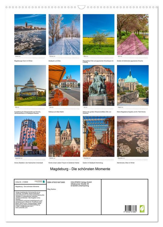 Produktbild: Magdeburg - Die sch&ouml;nsten Momente (Wandkalender 2026 DIN A2 hoch), CALVENDO Monatskalender