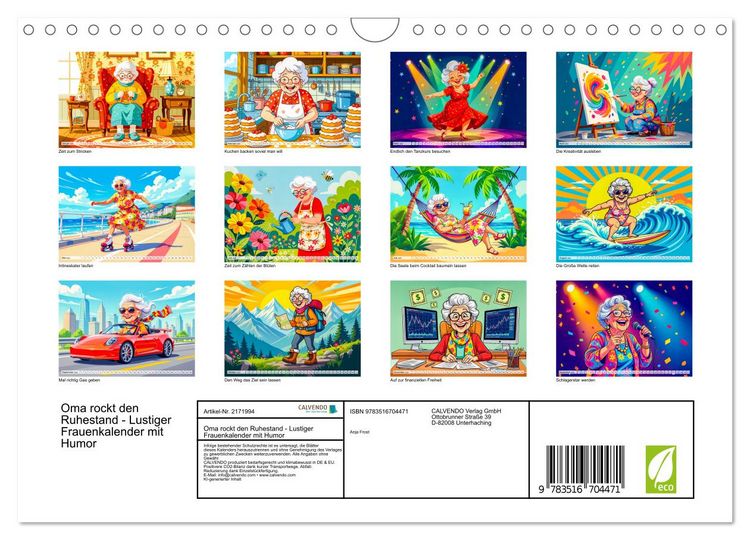 Produktbild: Oma rockt den Ruhestand - Lustiger Frauenkalender mit Humor (Wandkalender 2026 DIN A4 quer), CALVENDO Monatskalender