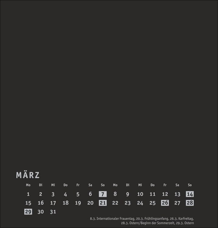 Produktbild: Premium-Bastelkalender schwarz mittel 2027
