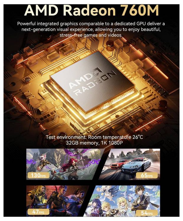Produktbild: GMKtec Mini PC M6 Ultra-2 AMD Ryzen 5 7640HS (32+512GB) AMD Ryzen 5 7640HS 5.0GHz 32GB RAM 512GB SSD AMD Radeon&trade; 760M Win 11 Pro