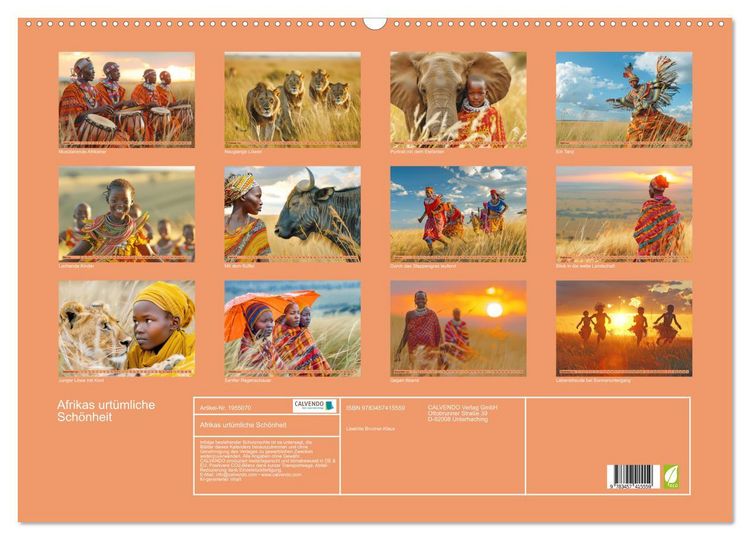 Produktbild: Afrikas urt&uuml;mliche Sch&ouml;nheit (Wandkalender 2026 DIN A2 quer), CALVENDO Monatskalender