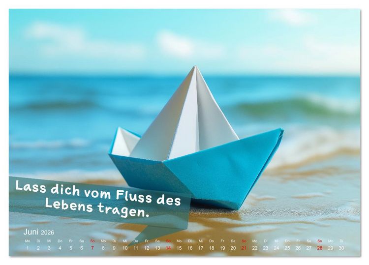 Produktbild: Origami Kalender der Achtsamkeit - Achtsamkeitskalender (Tischkalender 2026 DIN A5 quer), CALVENDO Monatskalender