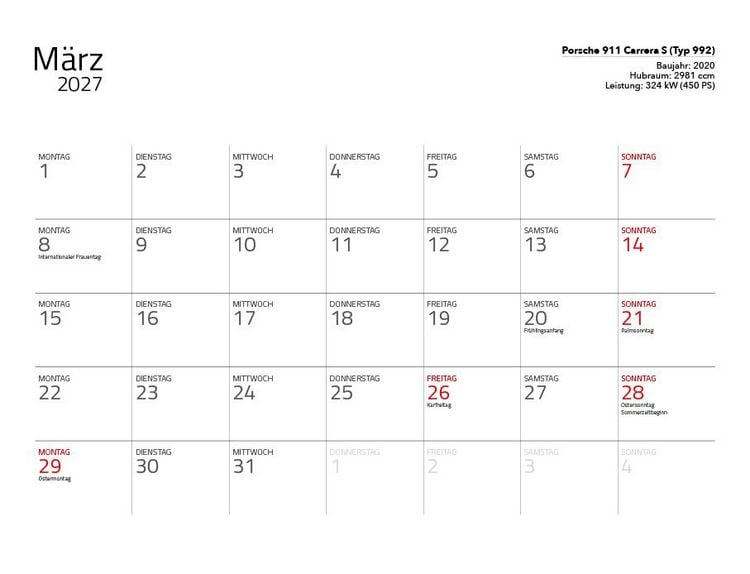 Produktbild: Supersportwagen 2027 &ndash; Eintragkalender