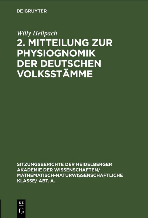 Produktbild: 2. Mitteilung zur Physiognomik der deutschen Volksst&auml;mme