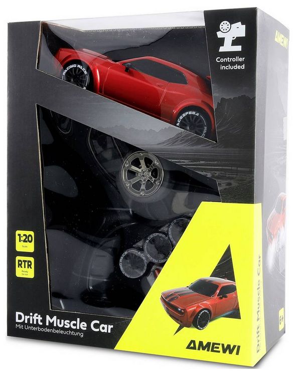 Produktbild: Amewi Muscle Car Onroad/Drift Rot 1:20 RC Einsteiger Modellauto Elektro Stra&szlig;enmodell Allradantrieb (4WD) RtR 2,4GHz mit