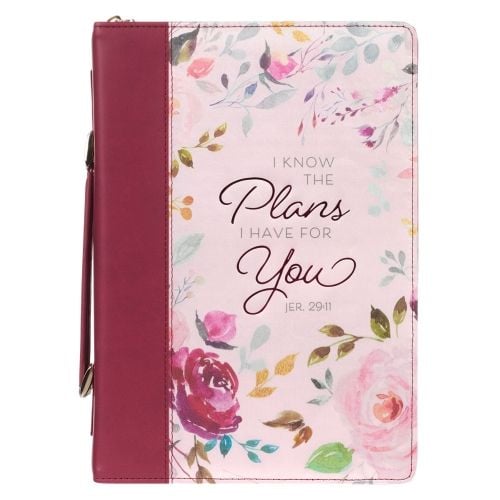 Produktbild: Bible Cover Med Pink Floral I Know the Plans Jer. 29:11