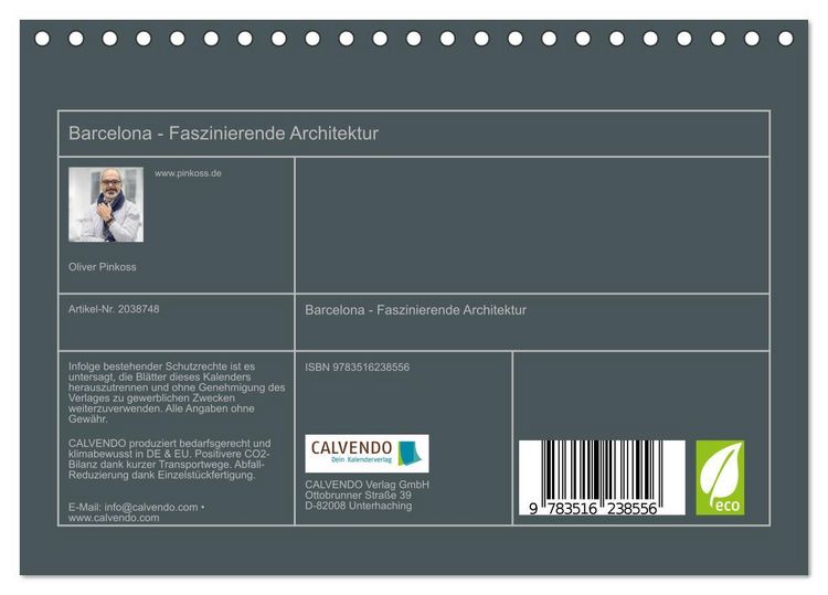 Produktbild: Barcelona - Faszinierende Architektur (Tischkalender 2026 DIN A5 quer), CALVENDO Monatskalender