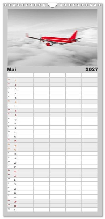 Produktbild: Familienplaner 2027 - BLITZschnell - Z&uuml;ge und Flugzeuge in Bewegung - Color-Key mit 5 Spalten (Wandkalender, 21 x 45 cm) CALVENDO