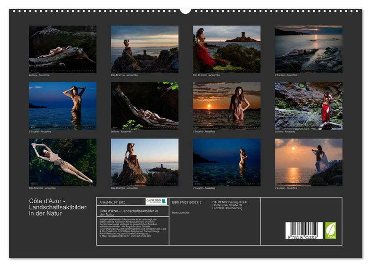 Produktbild: C&ocirc;te d'Azur - Landschaftsaktbilder in der Natur (hochwertiger Premium Wandkalender 2026 DIN A2 quer), Kunstdruck in Hochglanz