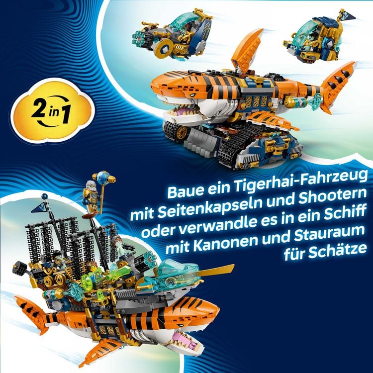 Produktbild: LEGO DREAMZzz 2in1 71515 Tigerhai-Fahrzeug, Spielzeug Minifiguren ab 9