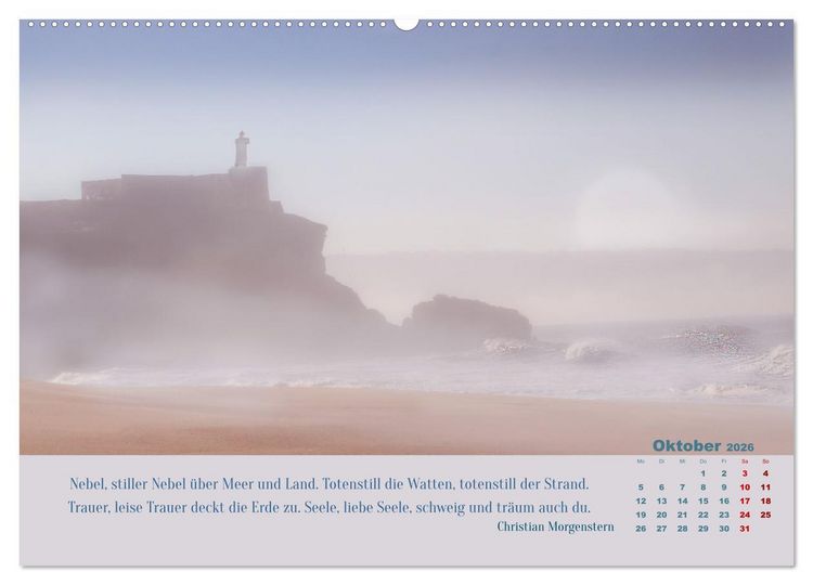 Produktbild: Nebelfarben. Ein poetischer Spaziergang (hochwertiger Premium Wandkalender 2026 DIN A2 quer), Kunstdruck in Hochglanz