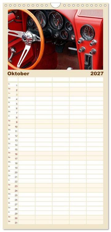 Produktbild: Familienplaner 2027 - Ikonische US-Car Armaturenbretter mit 5 Spalten (Wandkalender, 21 x 45 cm) CALVENDO