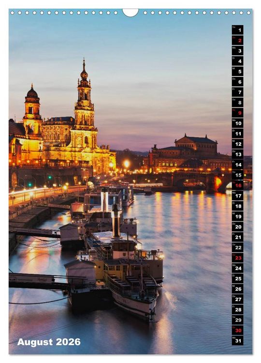 Produktbild: Dresden bei Nacht (Wandkalender 2026 DIN A3 hoch), CALVENDO Monatskalender